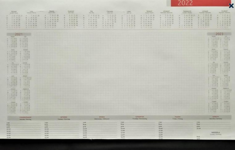 Kalendarz 2023 Biuwar B3 z listwą 30 kart podkład