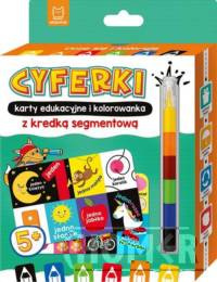 Cyferki karty edukacyjne i kolorowanka z kredką segmentową Uczę się i koloruję 5+