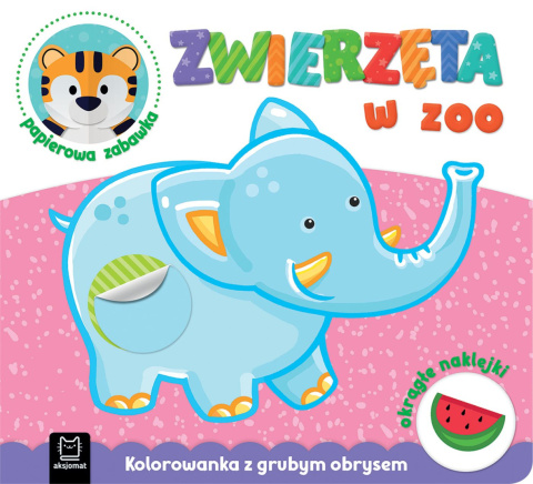 Zwierzęta w zoo Kolorowanka z grubym obrysem, okrągłe naklejki, papierowa zabawka