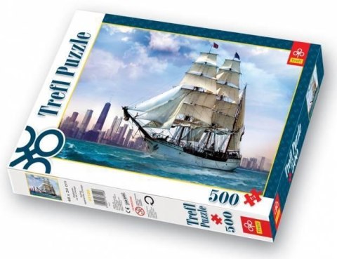 Puzzle 500 Żaglowiec na tle Chicago TREFL