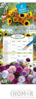 Kalendarz 2024 Notatnikowy Kompozycje kwiatowe ścienny