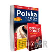 Polska Atlas samochodowy + instrukcja pierwszej pomocy 1:250 000