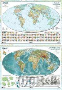 Mapa Świata A2 ukształtowanie powierzchni/polityczna dwustronna ścienna