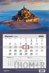 Kalendarz 2026 Jednodzielny Wzgórze Świętego Michała, Francja