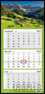 Kalendarz 2026 Trójdzielny Góry Dolomity