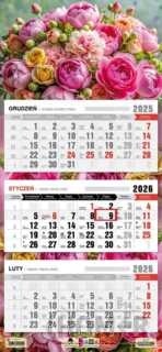 Kalendarz 2026 trójdzielny Kwiaty KT1 V101