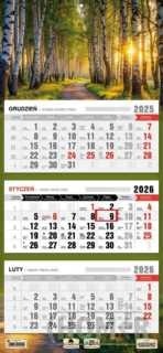 Kalendarz 2026 trójdzielny Las KT1 V87