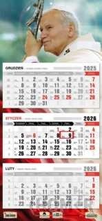 Kalendarz 2026 trójdzielny Święty Jan Paweł II KT1 V103